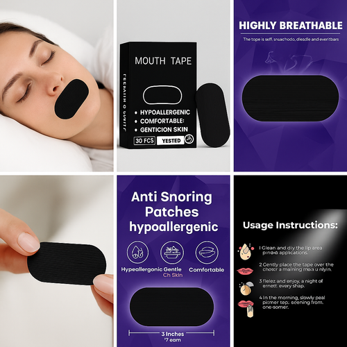 Anti-Snoring Mouth Tape Strips - Breathable Sleep Aid | Relaxing Tape for Better Sleep - Papicha H