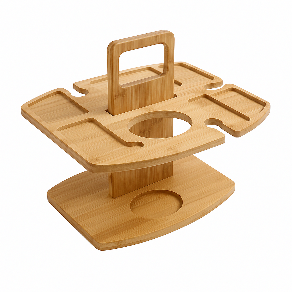 PLATEAU PIQUE-NIQUE BOIS  | Porte-Bouteille & Verres | Wine Picnic Tray