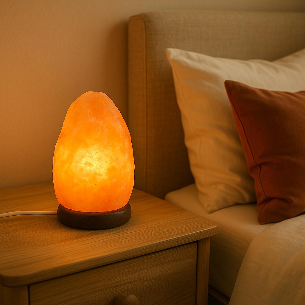 Lampe de sel naturelle de l'Himalaya en quartz rose et ambre – Lampe de roche en cristal sculptée à la main pour une détente zen 