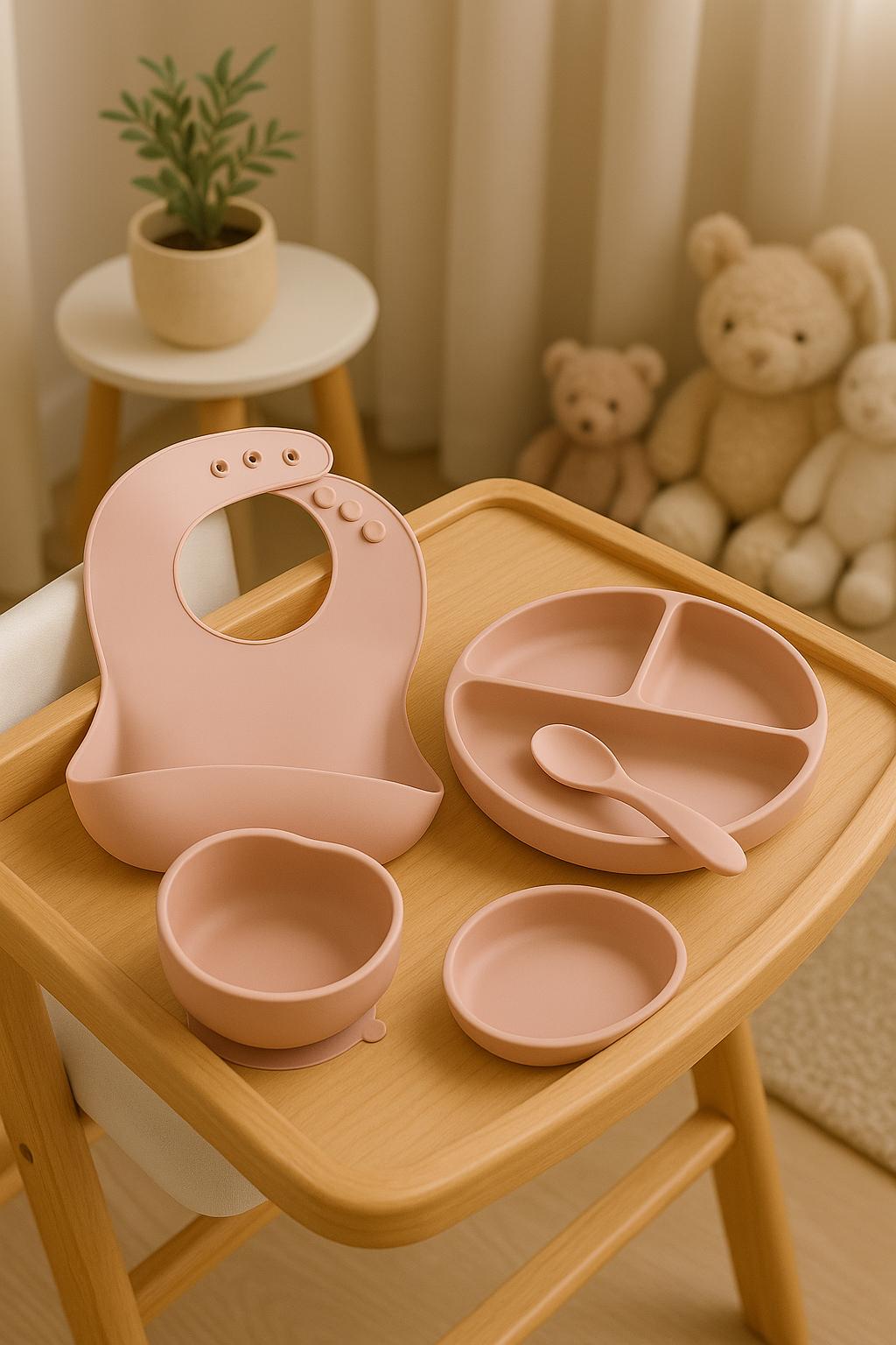 SET SILICONE BÉBÉ| BABY FEEDING SET - BOL + BAVOIR + ASSIETTE