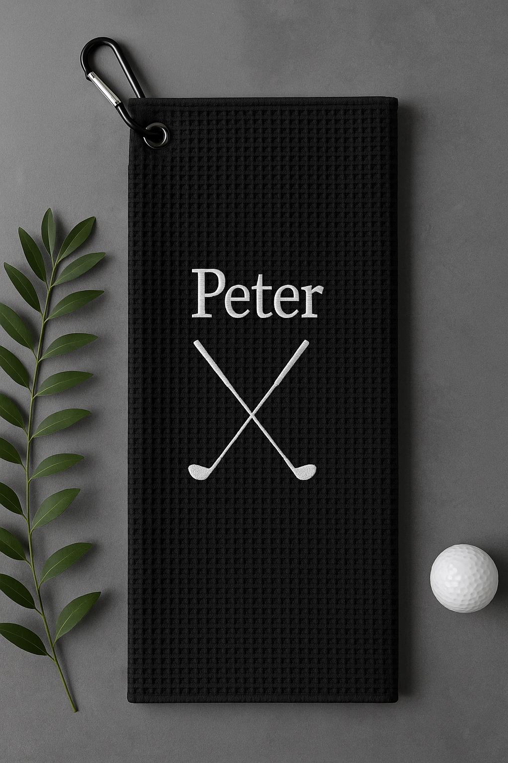 Personalized Golf Towel with Name – Embroidered Waffle Golf Towel Gift for Golfer, Coach or Groomsman