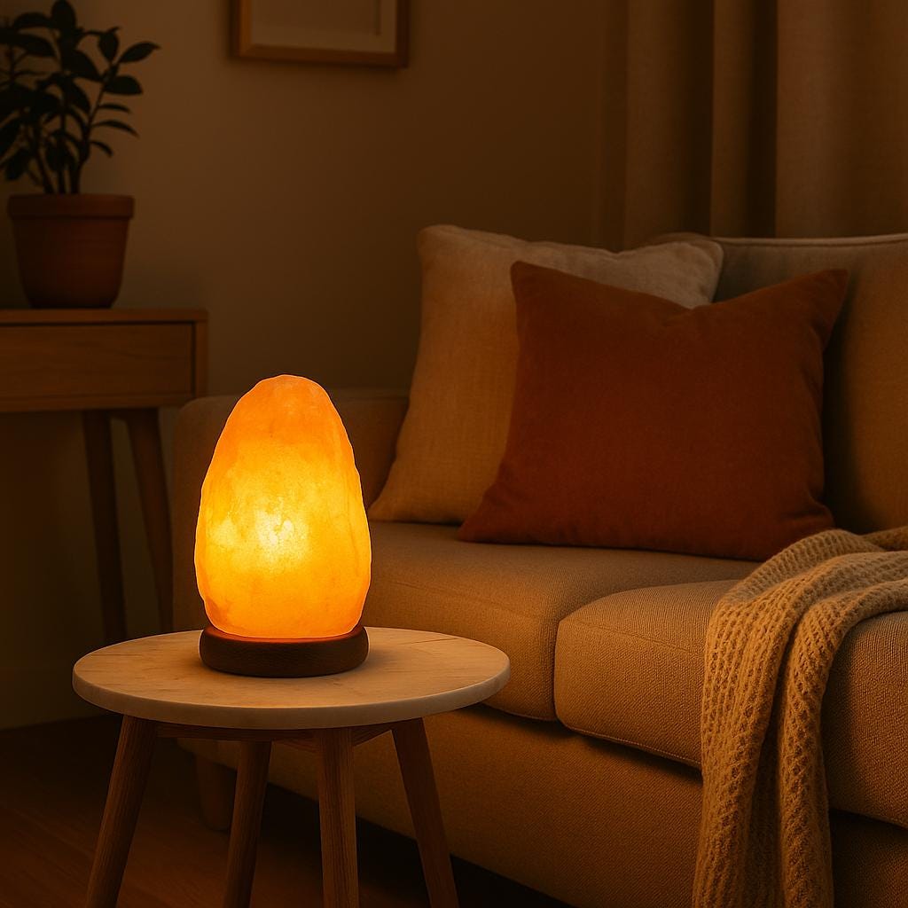Lampe de sel naturelle de l'Himalaya en quartz rose et ambre – Lampe de roche en cristal sculptée à la main pour une détente zen 