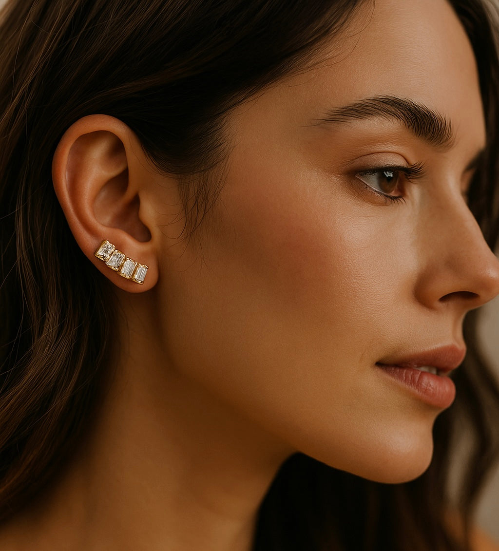 Gold Minimalist Earrings Set - 18K Gold Plated Hypoallergenic | Chic Stud Earrings Collection - Papicha H