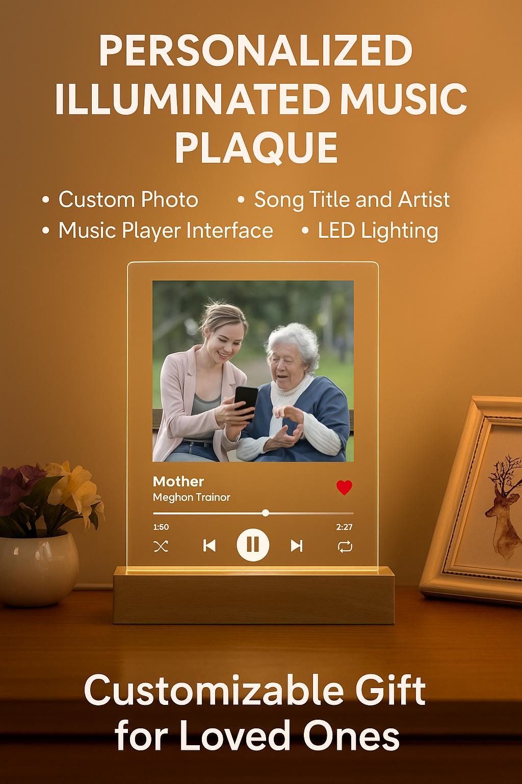 PLAQUE SPOTIFY PERSONNALISÉE | LED Chaleureux | PAPICHA H Music Gift