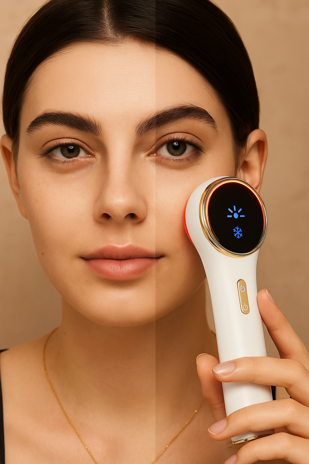 Hot & Cold Face Beauty Device - 2 LED Modes Lifting & Depuffing | Professional Facial Tool - Papicha H