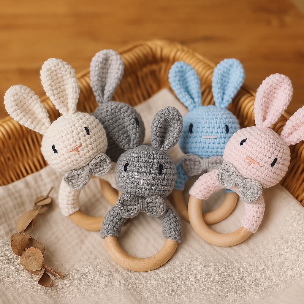JOUET CROCHET DENTITION| Anneau Bois Animaux | Baby Teething Toy PAPICHA H