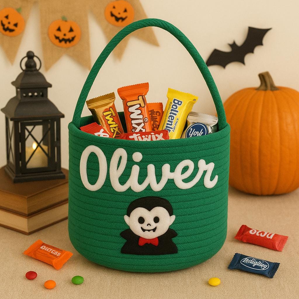PANIER HALLOWEEN PERSONNALISÉ Prénom Brodé | PAPICHA H Spooky Basket