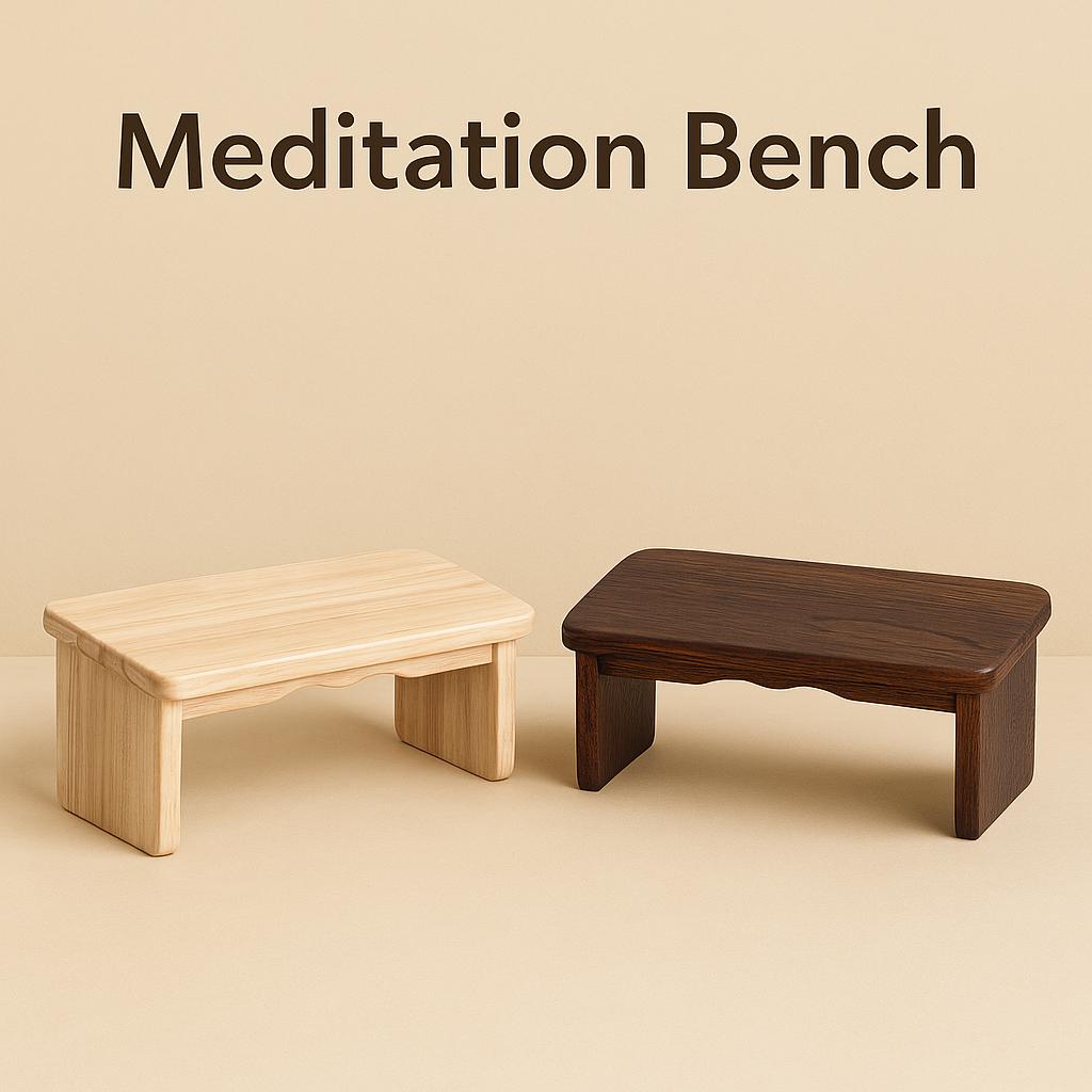 Banc de méditation pliable en bois – Siège zen ergonomique en chêne miel et noyer expresso 
