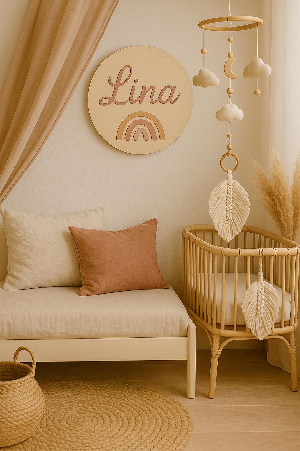 Panneau Prénom Bébé Personnalisé en Bois - Décoration Chambre Enfant Gravé