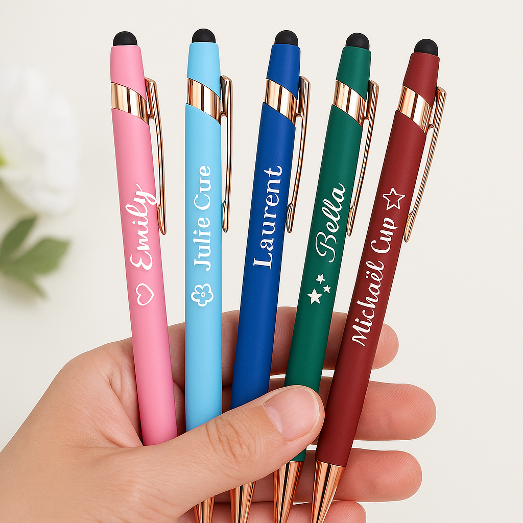STYLO TACTILE GRAVÉ  | Set Multicolore Personnalisé | Touch Pen PAPICHA H