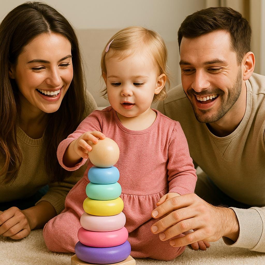Jouet empilable en bois pastel pour bébé | Cadeau pour bébé | Jouet d'éveil | Anneaux empilables en bois naturel pour tout-petits et reconnaissance des couleurs
