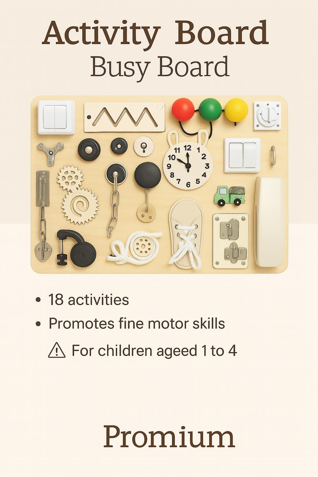 BUSY BOARD SENSORIEL/ Tableau Activités Bois | Activity Board PAPICHA H