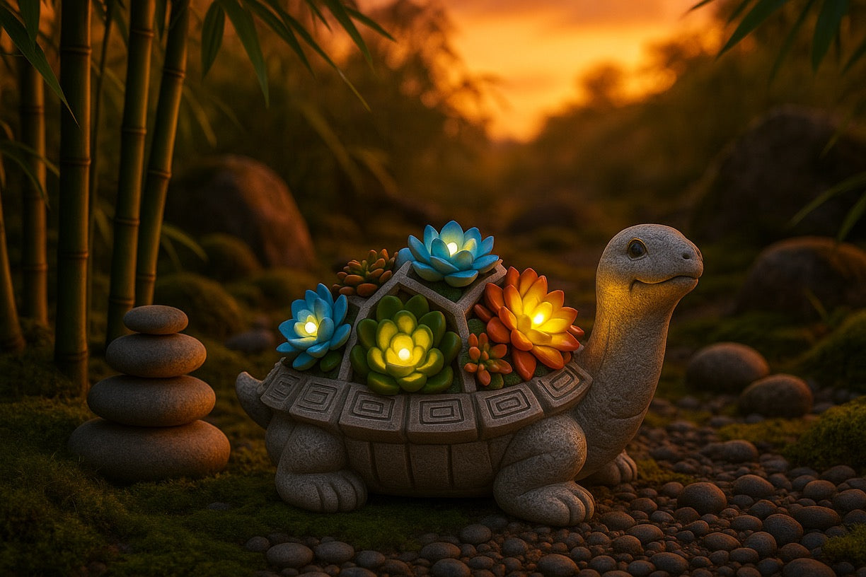 Solar LED Turtle Light - Illuminated Succulent Garden Decor | 8H Auto Lighting Waterproof - Papicha H