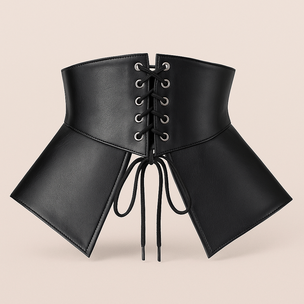 Double Buckle Corset Belt - Adjustable Faux Leather Waist Cincher | Wide Fashion Belt - Papicha H