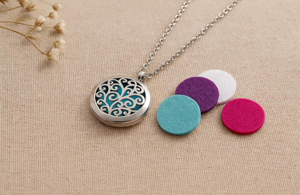 Essential Oil Diffuser Necklace - Tree of Life Aromatherapy Locket | Stainless Steel Scent Jewelry - Papicha H