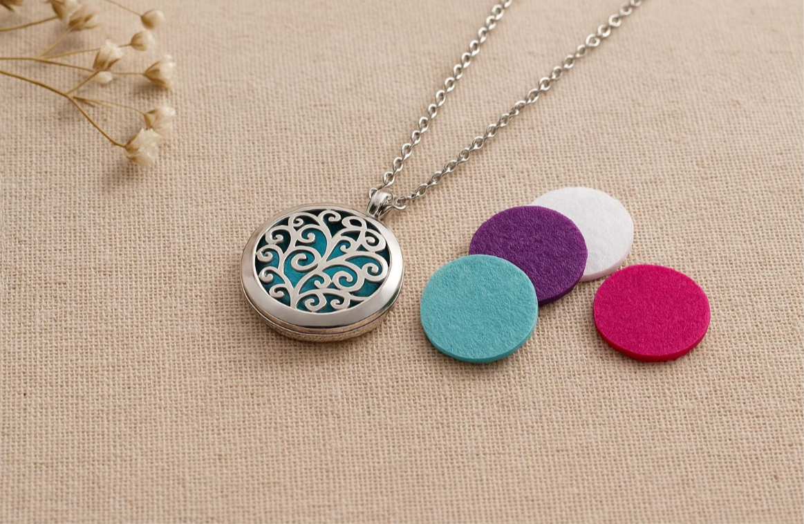 Essential Oil Diffuser Necklace - Tree of Life Aromatherapy Locket | Stainless Steel Scent Jewelry - Papicha H