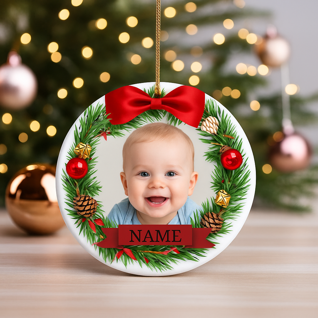 ORNEMENT BÉBÉ NOËL PERSONNALISÉ | Photo Prénom Premier Noël | Baby Ornament PAPICHA H