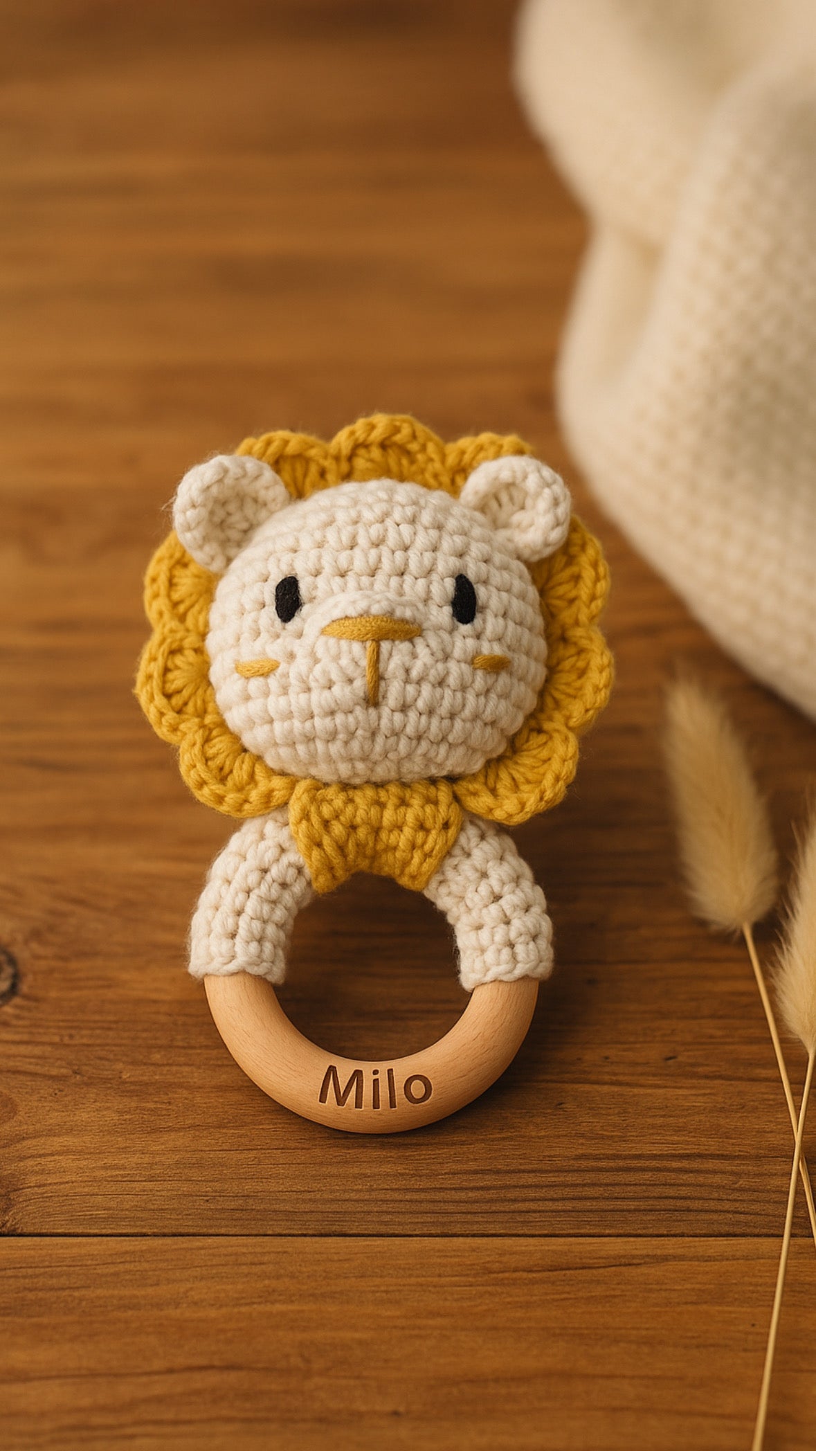 JOUET CROCHET DENTITION| Anneau Bois Animaux | Baby Teething Toy PAPICHA H