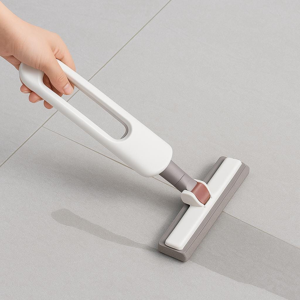 Mini serpillière pliable bleu océan et corail – Tête éponge auto-essorante pour salle de bain, cuisine, vitres et voiture 