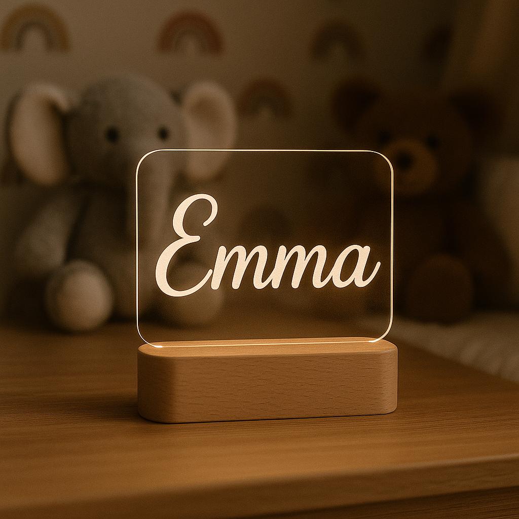 LAMPE LED PRÉNOM PERSONNALISÉE  | Veilleuse Bois Acrylique | Custom Name Light PAPICHA H