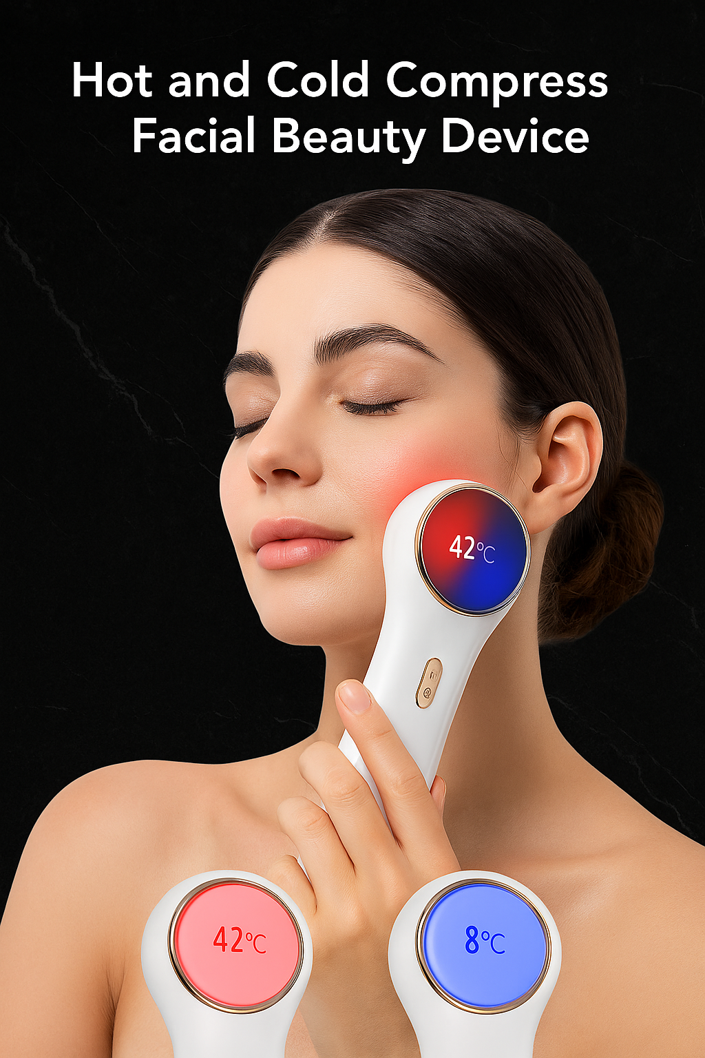 Hot & Cold Face Beauty Device - 2 LED Modes Lifting & Depuffing | Professional Facial Tool - Papicha H
