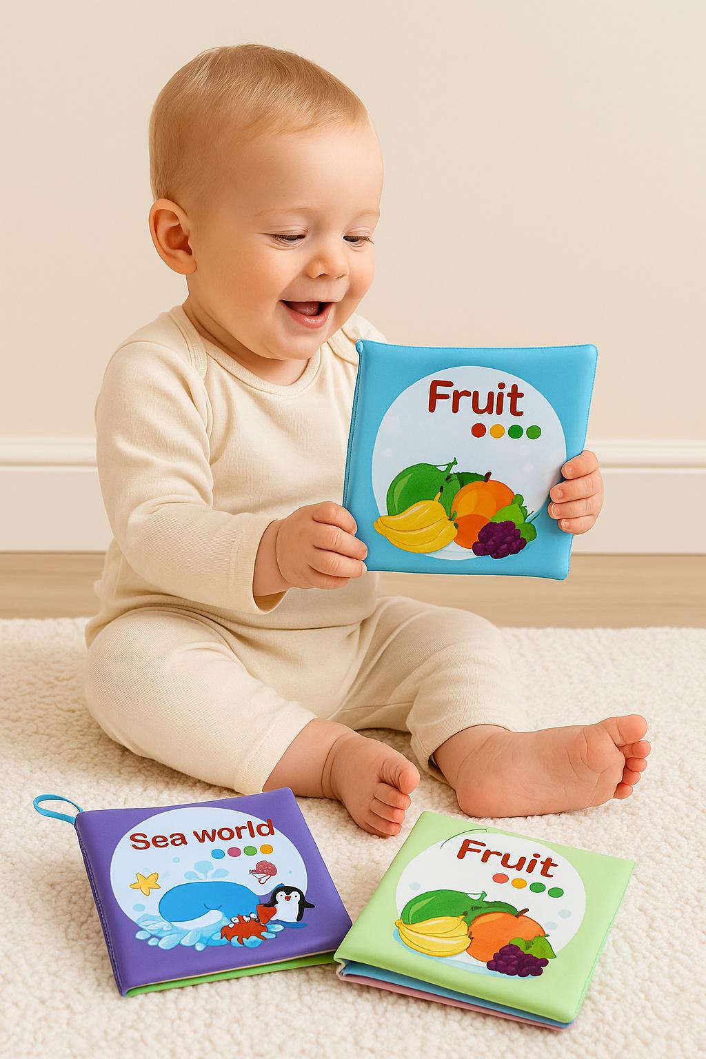 Livre sensoriel doux pour bébé – Jouet d'apprentissage en tissu pour nourrissons | Livre d'éveil | Livre en tissu silencieux pour bébés