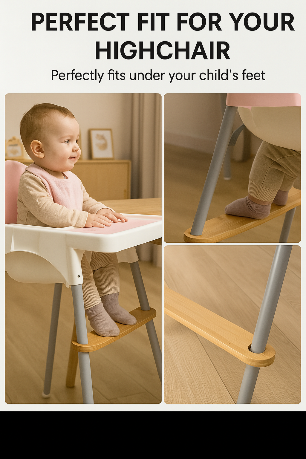 REPOSE-PIEDS BAMBOU CHAISE HAUTE | Confort Ergonomique Bébé | Footrest PAPICHA H