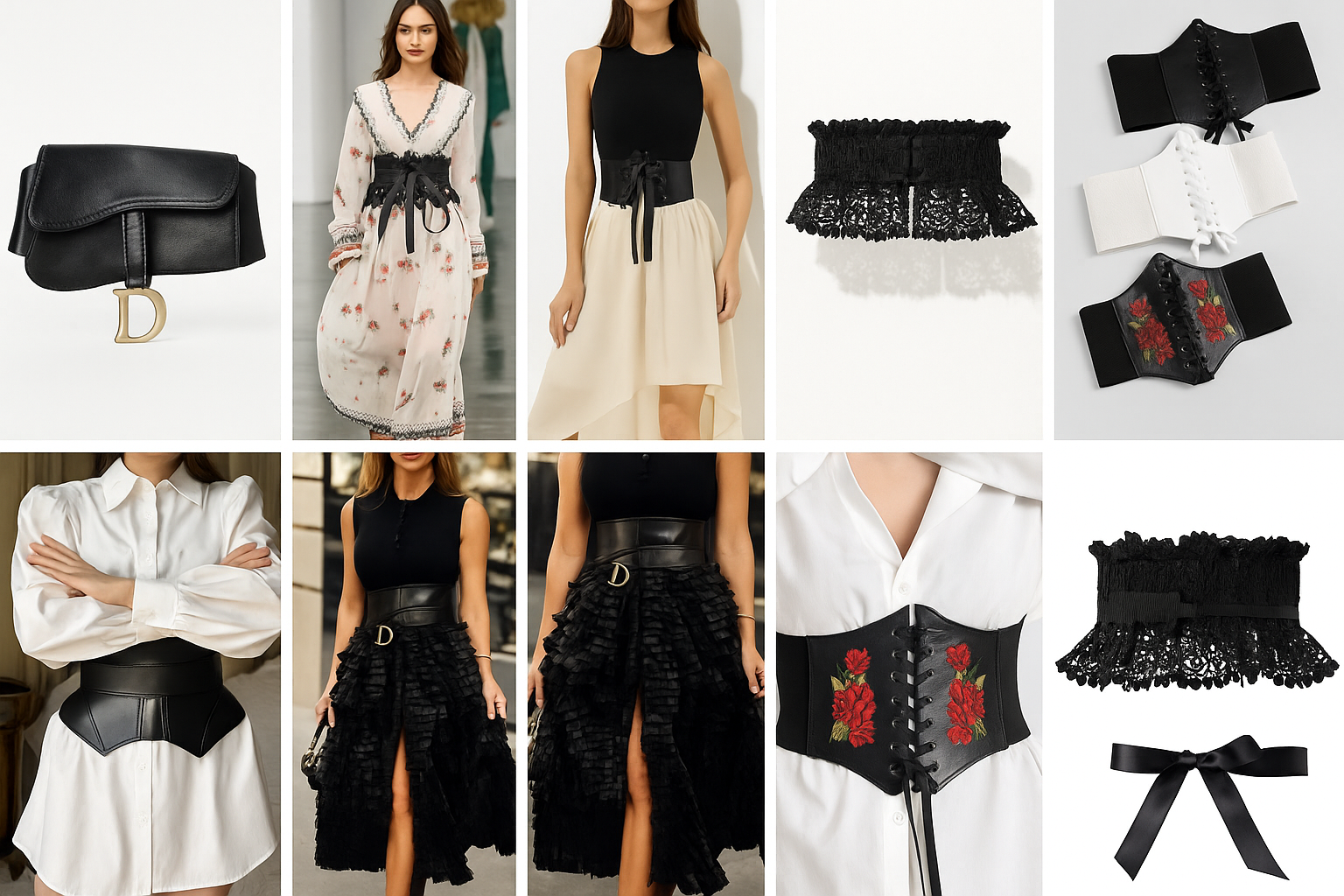 Double Buckle Corset Belt - Adjustable Faux Leather Waist Cincher | Wide Fashion Belt - Papicha H