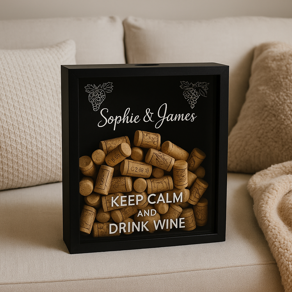 BOÎTE BOUCHONS VIN PERSONNALISÉE   | Gravure Noms Date | Wine Cork Box PAPICHA H