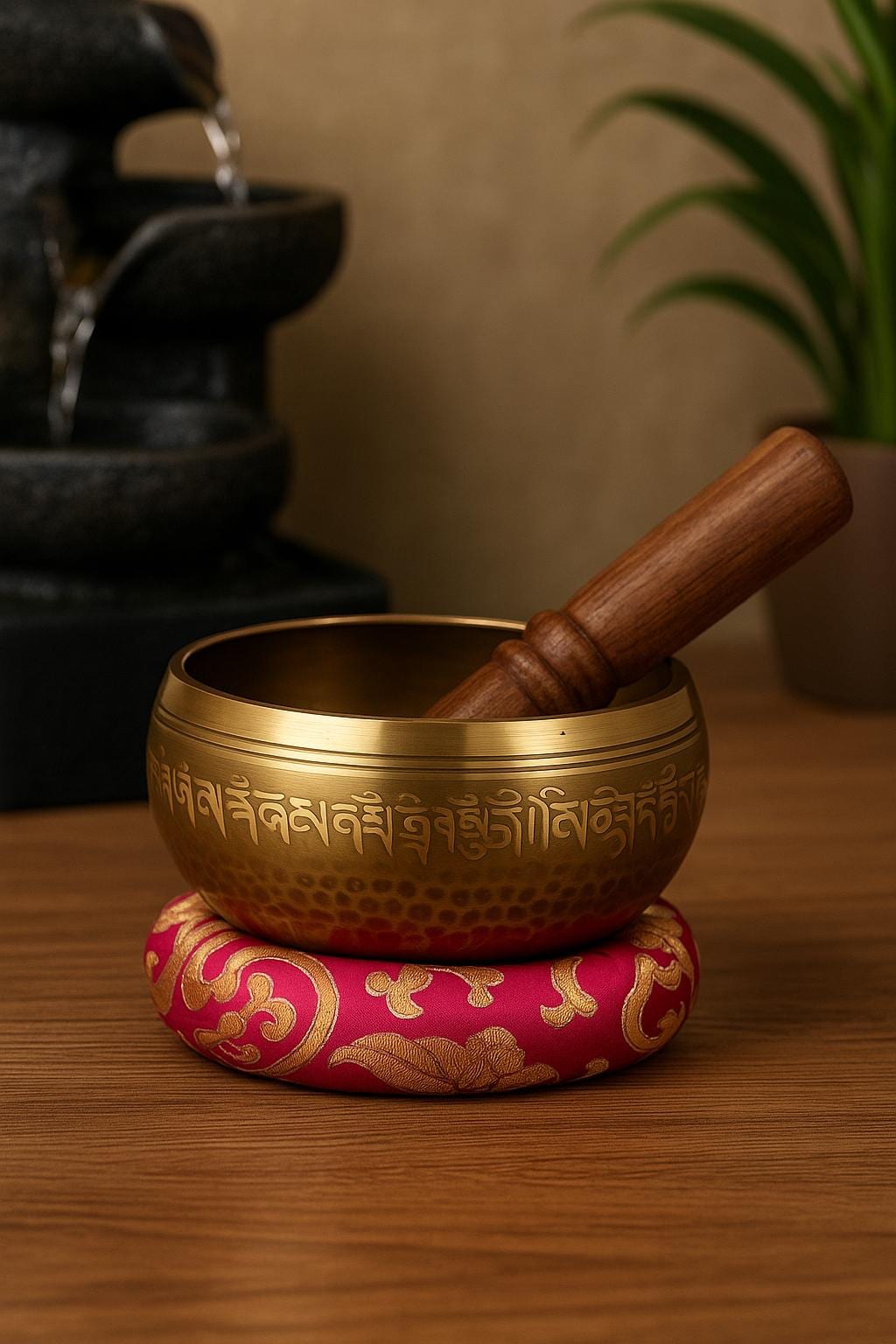 Bol chantant en bronze doré et cuivre – Bol sonore tibétain artisanal avec coussin, guérison des chakras, méditation zen 