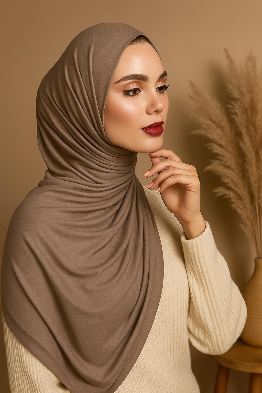 Hijab en jersey extensible noir Premium - Foulard respirant pour femme | Hijab en jersey extensible noir Premium - Foulard respirant pour femme 