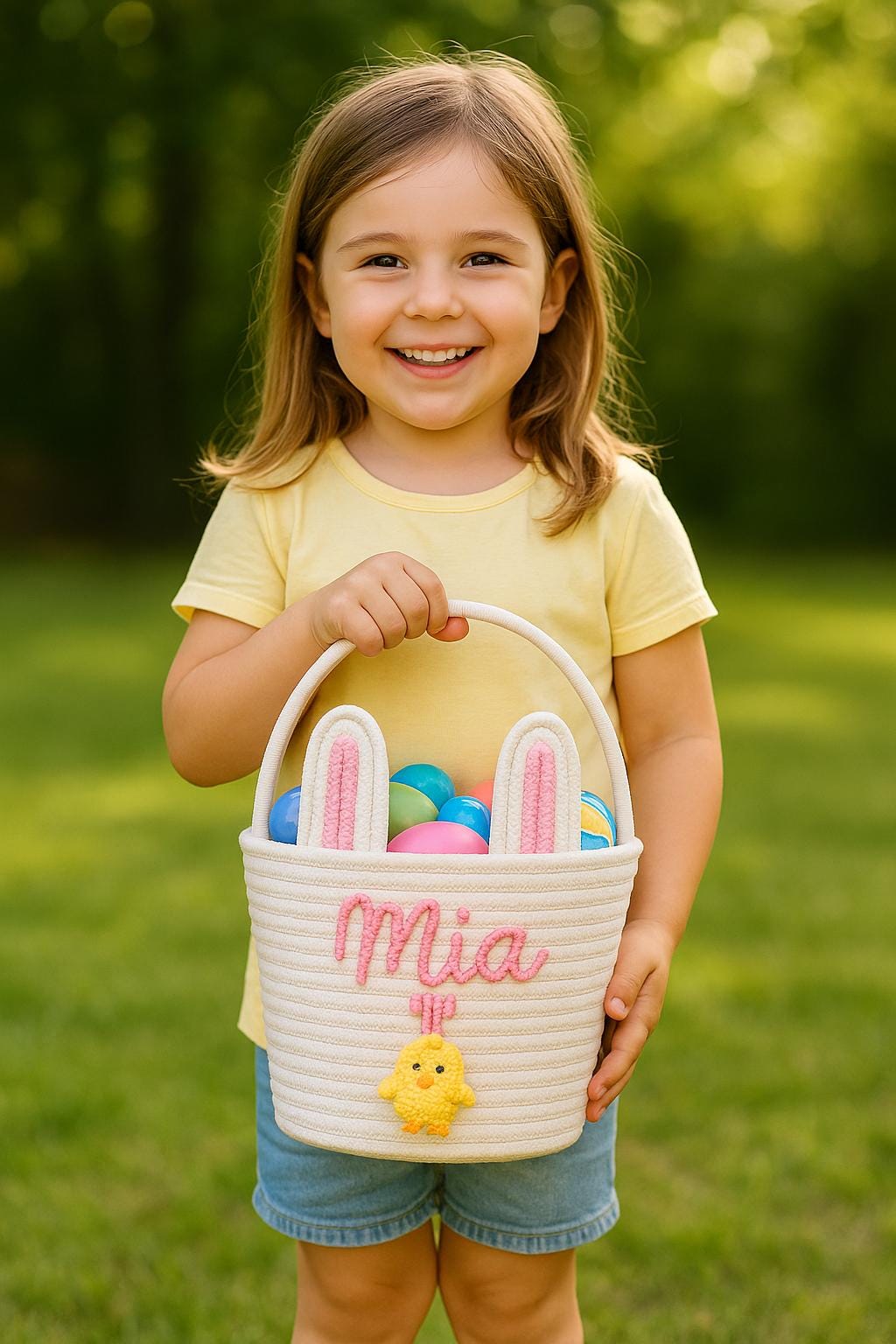 Panier Personnalisé Chasse aux Œufs | Personalized Egg Hunt Basket - Nom Brodé | Embroidered Name 🐰