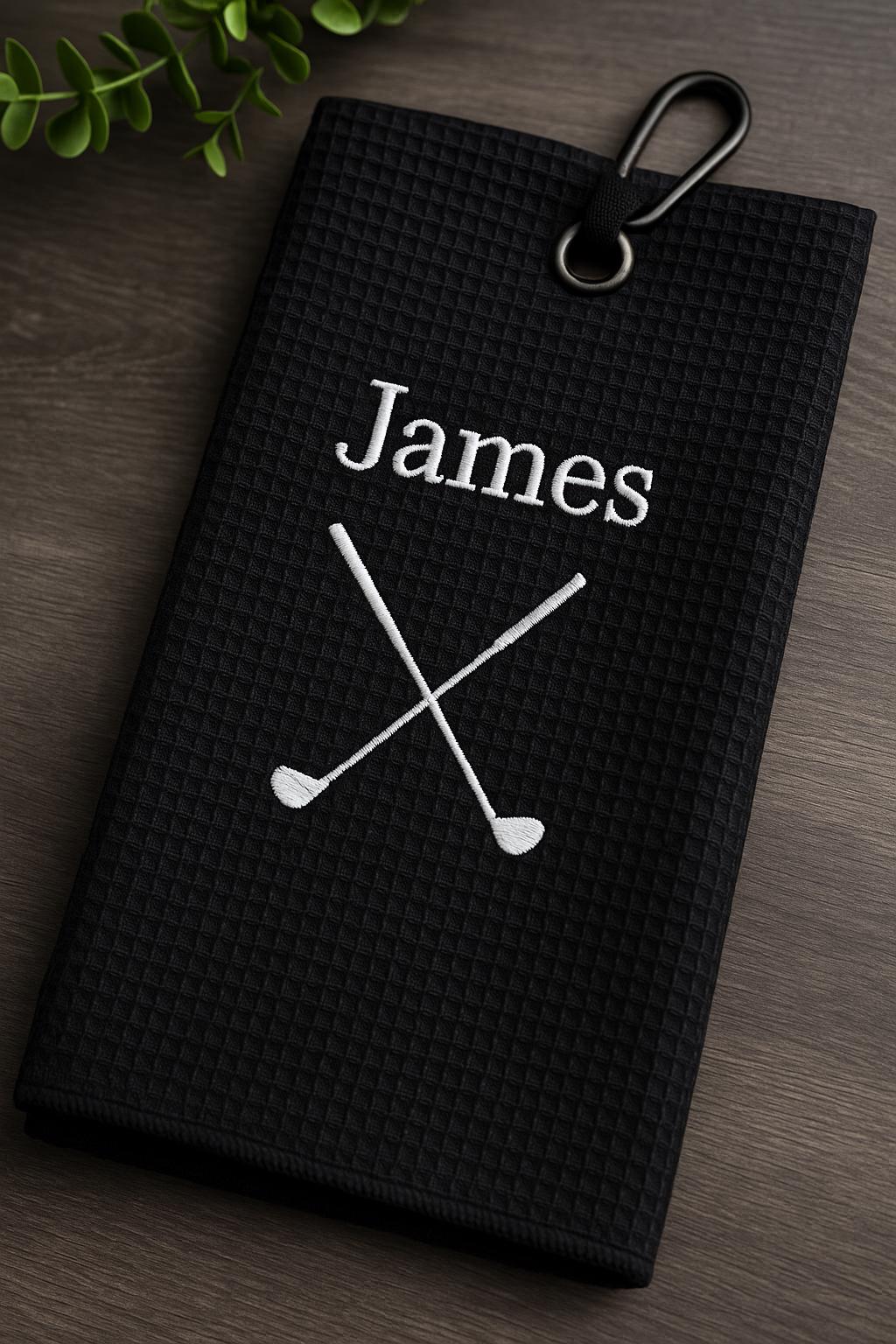 Personalized Golf Towel with Name – Embroidered Waffle Golf Towel Gift for Golfer, Coach or Groomsman