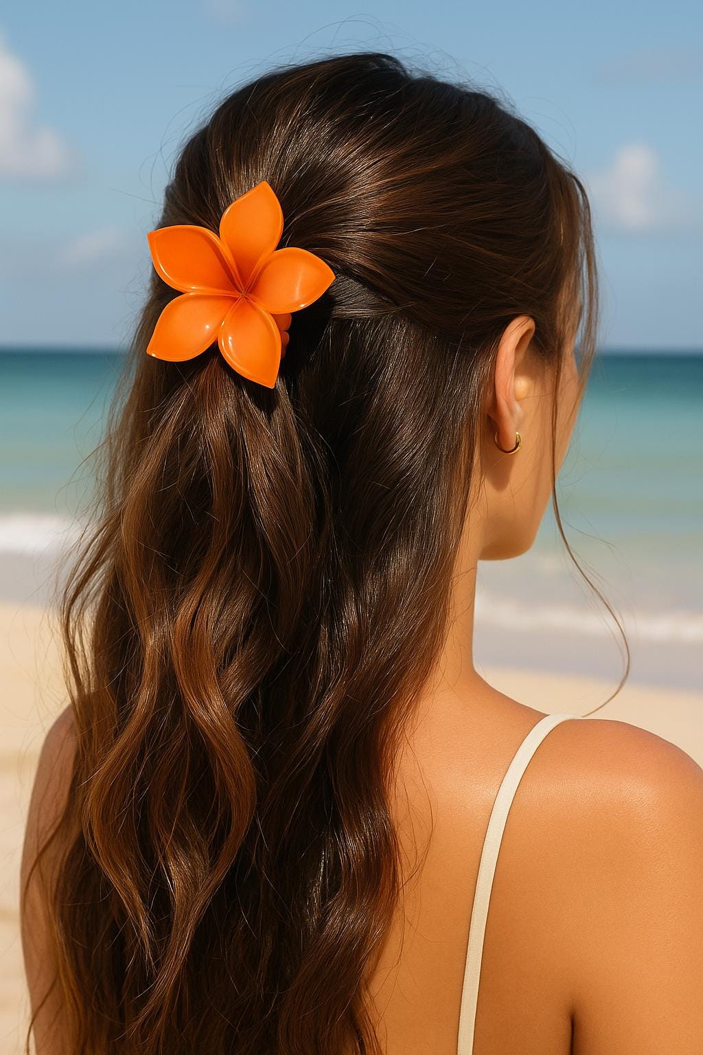 🌺 Barrette Fleur Tropicale Rose/Jaune - Pince Cheveux Hawaïenne Adulte | Tropical Flower Hair Clip Pink/Yellow - Adult Hawaiian Claw 🌴