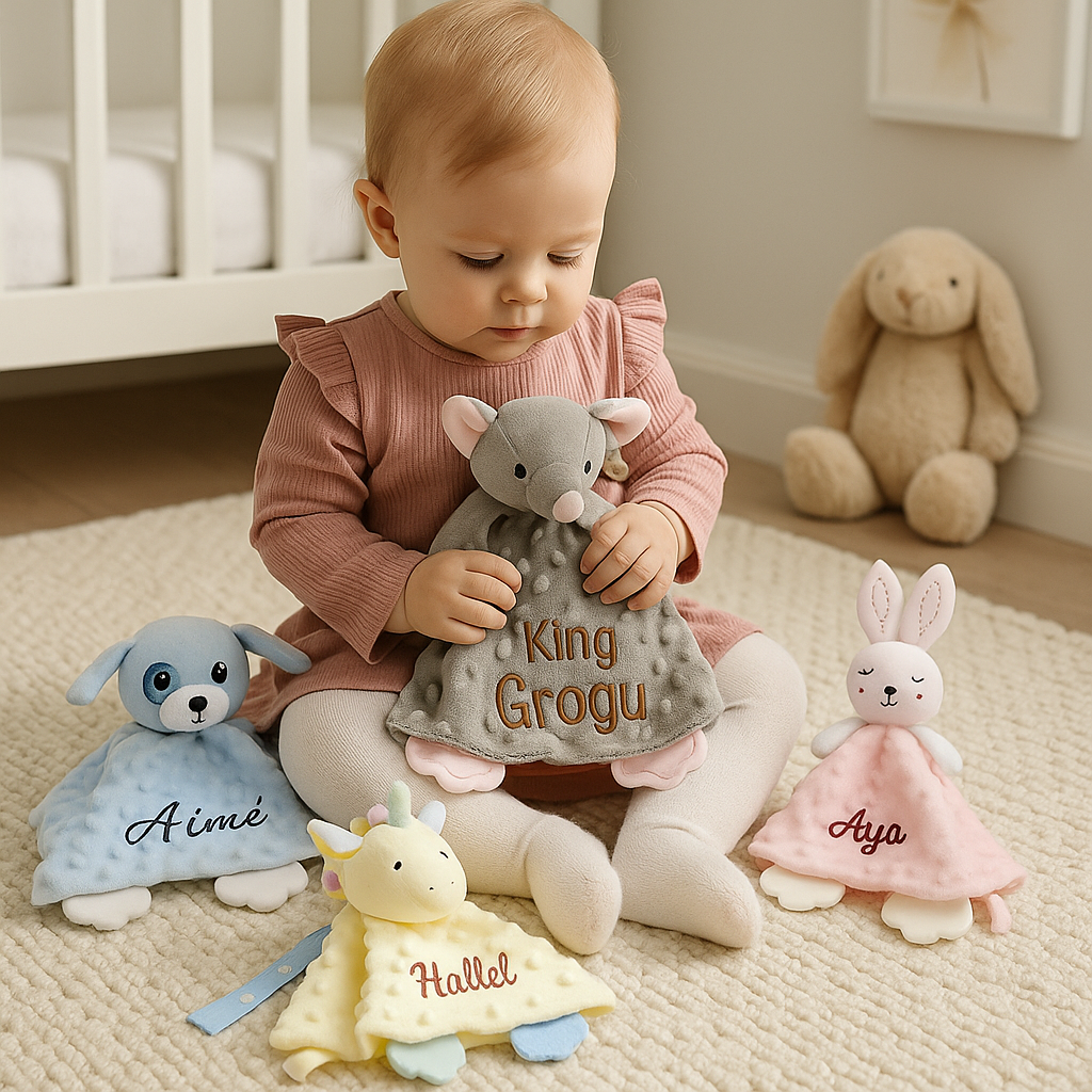 DOUDOU PERSONNALISÉ | Prénom Brodé Ultra Doux | Personalized Baby Comforter