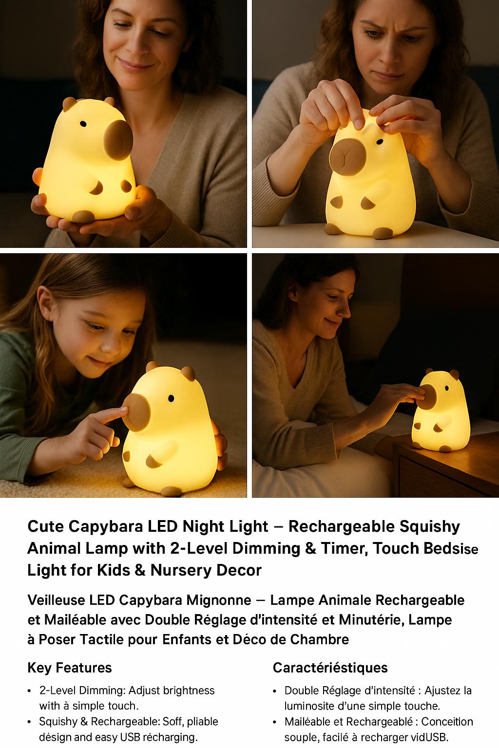 Veilleuse LED Capybara Tactile | Veilleuse LED Capybara - Lampe tactile spongieuse 