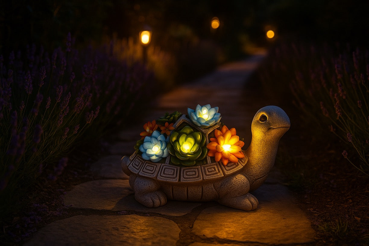 Solar LED Turtle Light - Illuminated Succulent Garden Decor | 8H Auto Lighting Waterproof - Papicha H