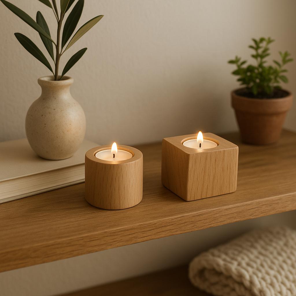 Bougeoir en bois – Photophore bio – Décoration en bois naturel pour la maison