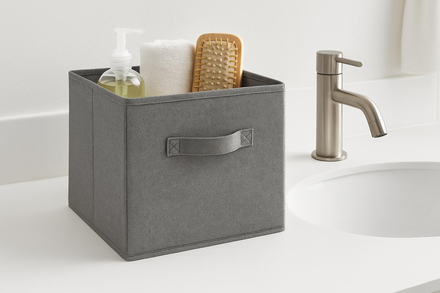 Lot de 6 bacs de rangement pliables en tissu – Organisateurs cubiques minimalistes en lin beige et crème pour étagères 
