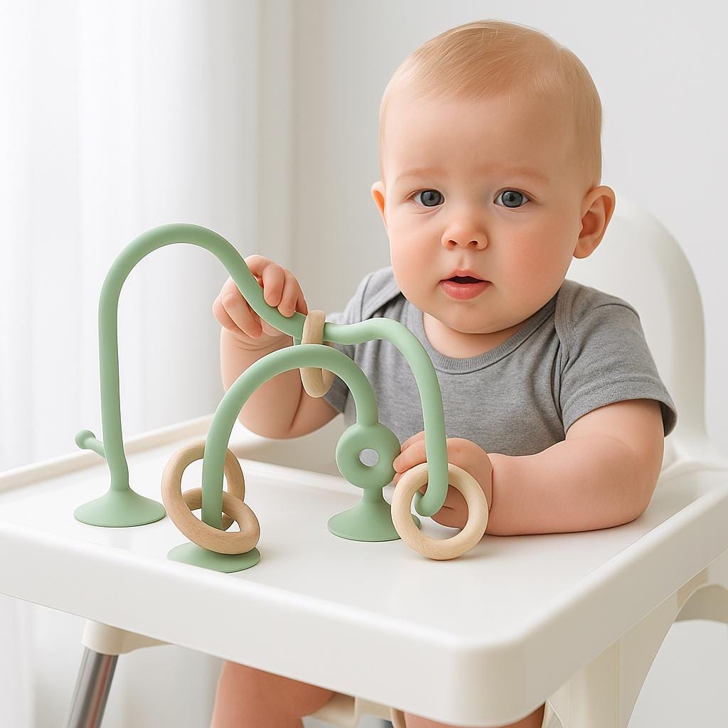 JOUET SENSORIEL BÉBÉ VENTOUSE | Anneau Silicone Éveil | Jouet sensoriel