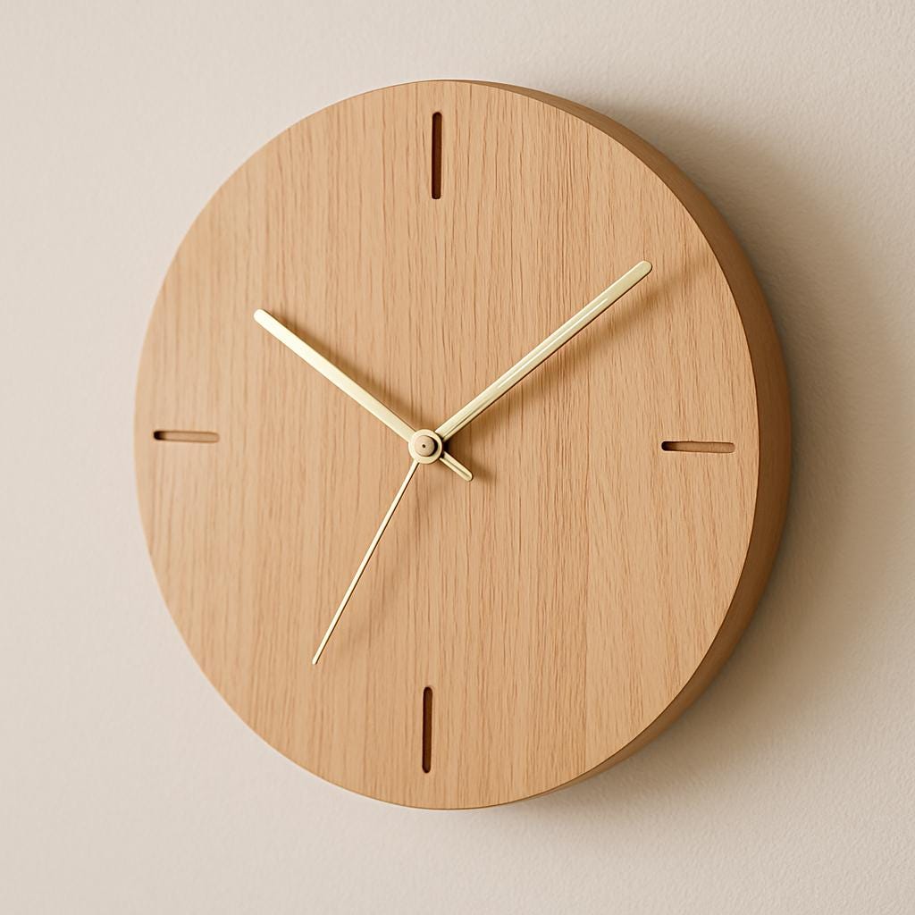 Horloge murale minimaliste en bois, hêtre chaleureux et anthracite – Quartz silencieux, style scandinave Japandi 