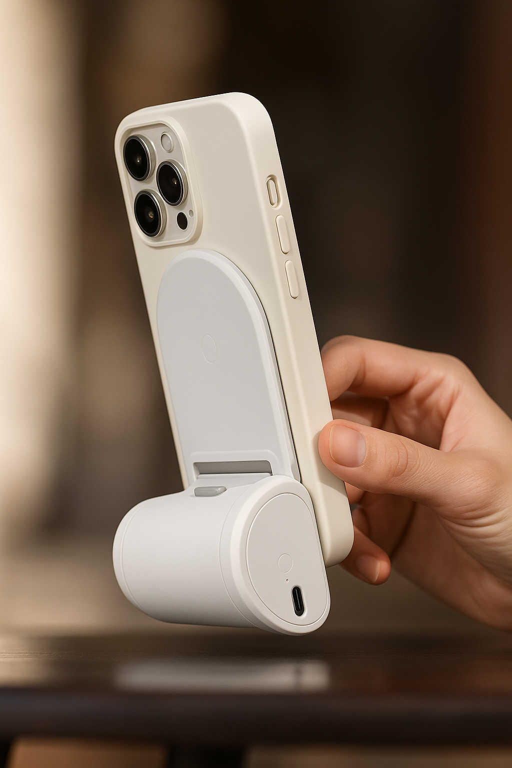 MagSafe Battery Grip 3-in-1 with Stand & Remote - Wireless Charging & Pro Stability - Papicha H