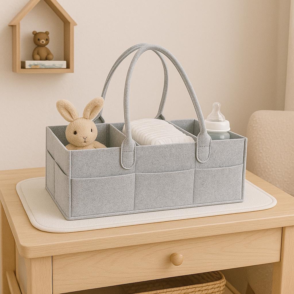 Organisateur de couches en feutre – Rangement pour les essentiels de bébé