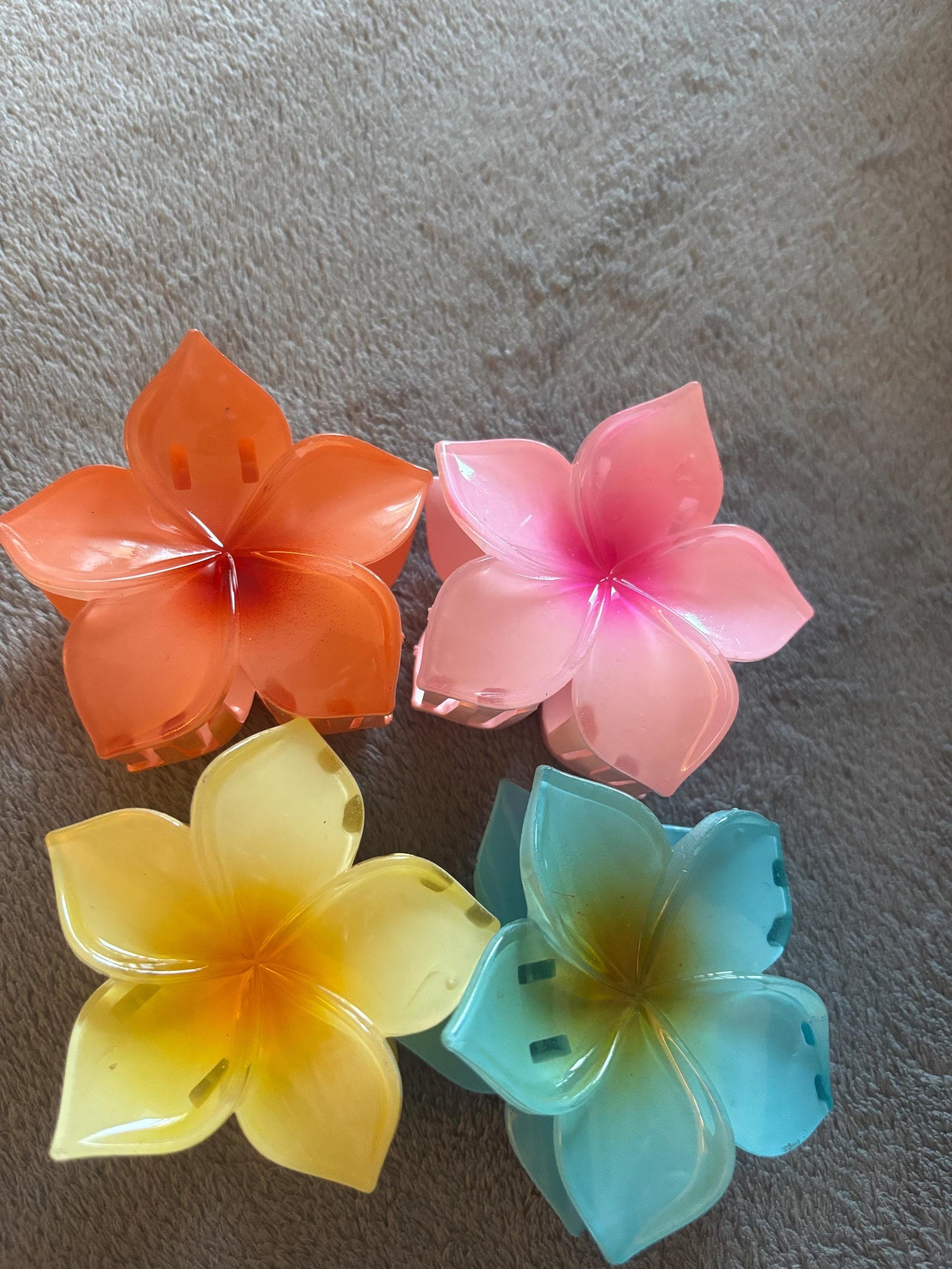 🌺 Barrette Fleur Tropicale Rose/Jaune - Pince Cheveux Hawaïenne Adulte | Tropical Flower Hair Clip Pink/Yellow - Adult Hawaiian Claw 🌴
