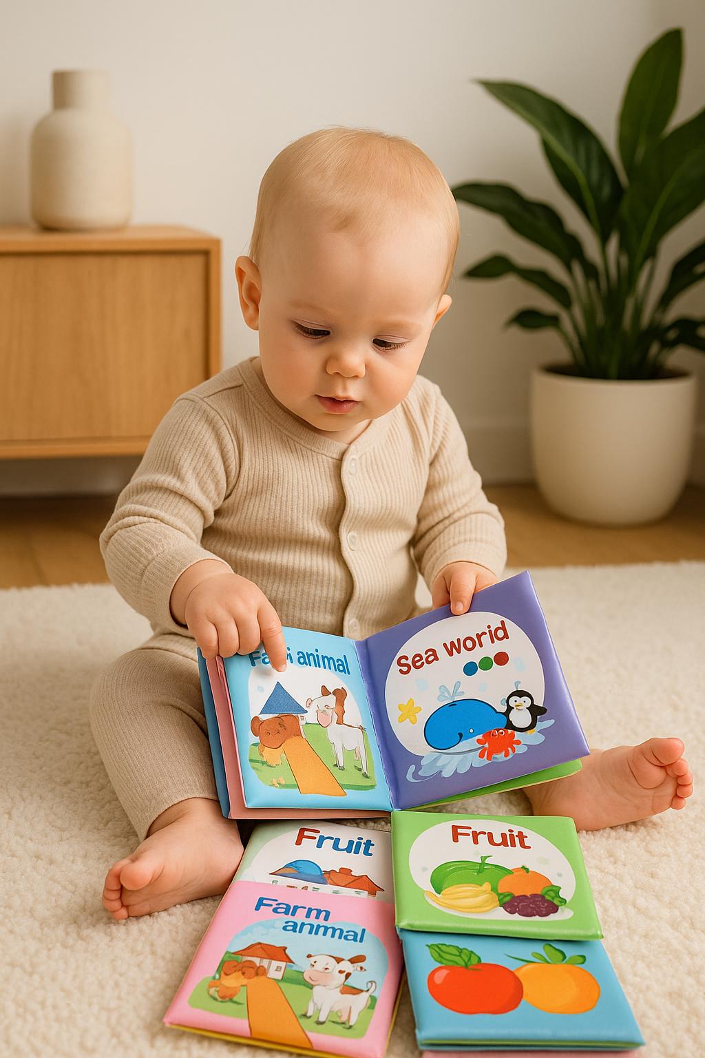 Livre sensoriel doux pour bébé – Jouet d'apprentissage en tissu pour nourrissons | Livre d'éveil | Livre en tissu silencieux pour bébés