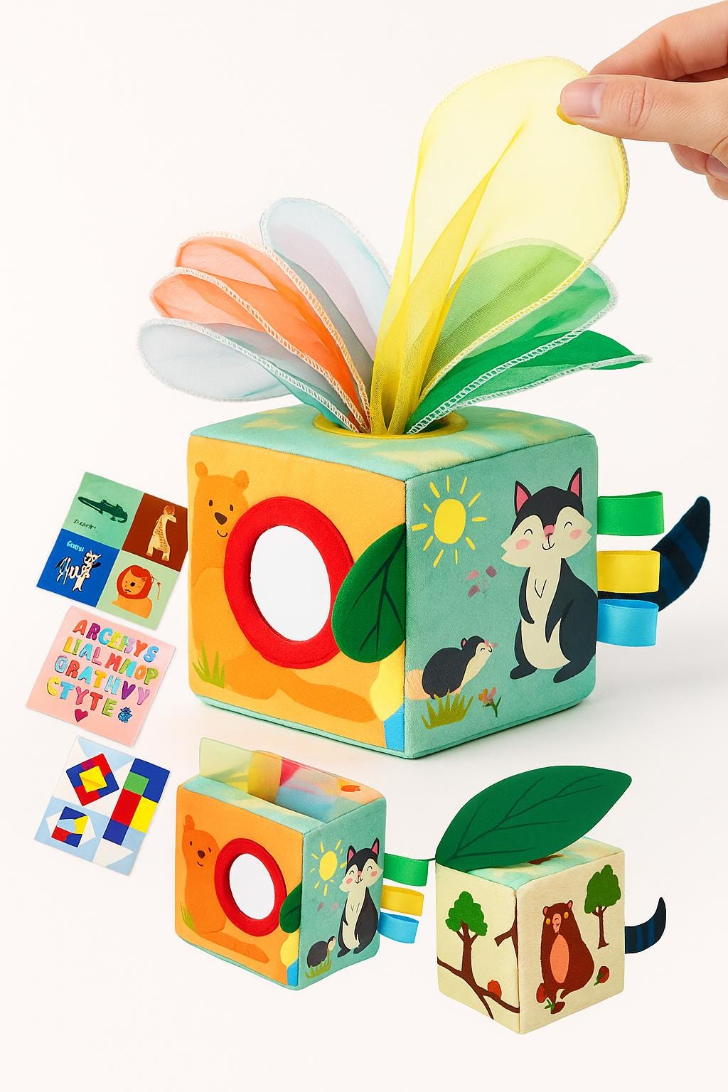 BOÎTE MOUCHOIRS SENSORIELLE | Cube Activité Foulards | Tissue Box Toy PAPICHA H
