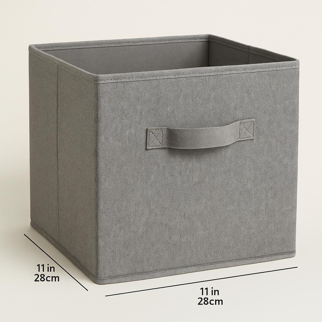 Lot de 6 bacs de rangement pliables en tissu – Organisateurs cubiques minimalistes en lin beige et crème pour étagères 