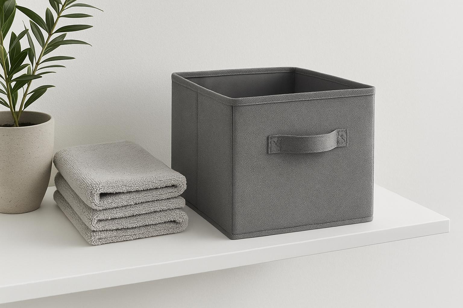 Lot de 6 bacs de rangement pliables en tissu – Organisateurs cubiques minimalistes en lin beige et crème pour étagères 