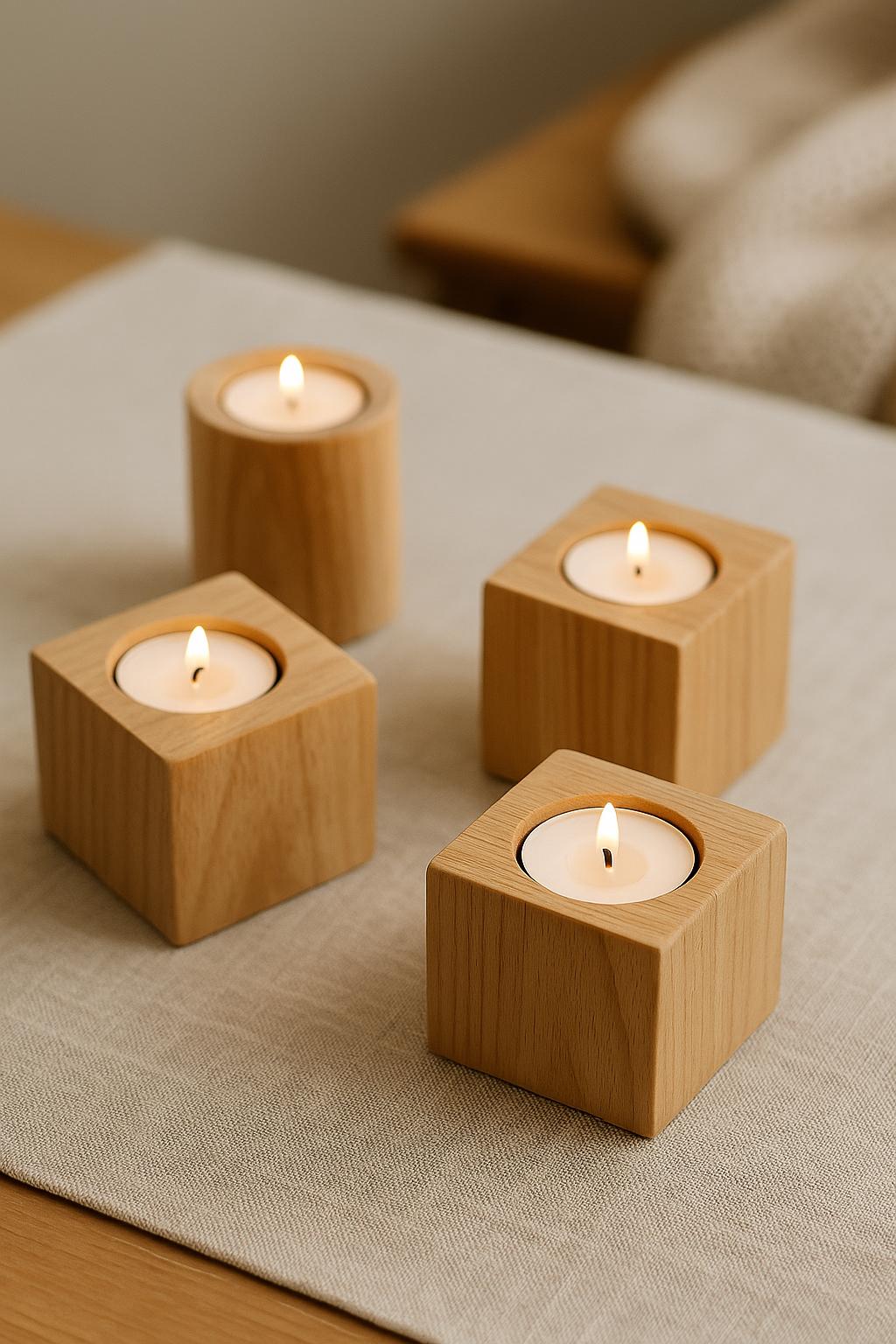 Bougeoir en bois – Photophore bio – Décoration en bois naturel pour la maison