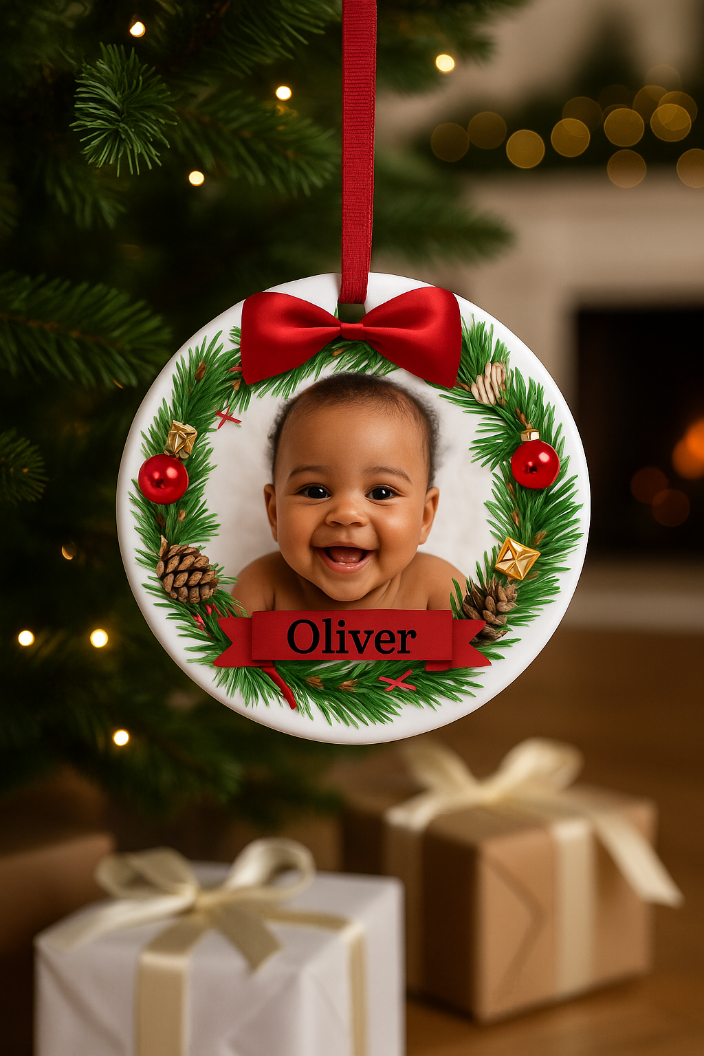 ORNEMENT BÉBÉ NOËL PERSONNALISÉ | Photo Prénom Premier Noël | Baby Ornament PAPICHA H